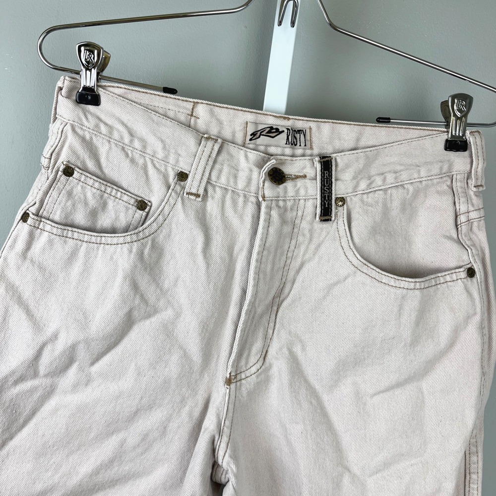 Vintage 90s Rusty Denim Jean Shorts Womens 30 Cream Cutoff‎ USA Skater Grunge